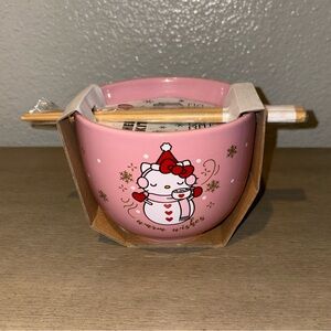 Sanrio 2023 Hello Kitty Christmas Pink Ramen Noodle Bowl w/ Chopsticks - NEW